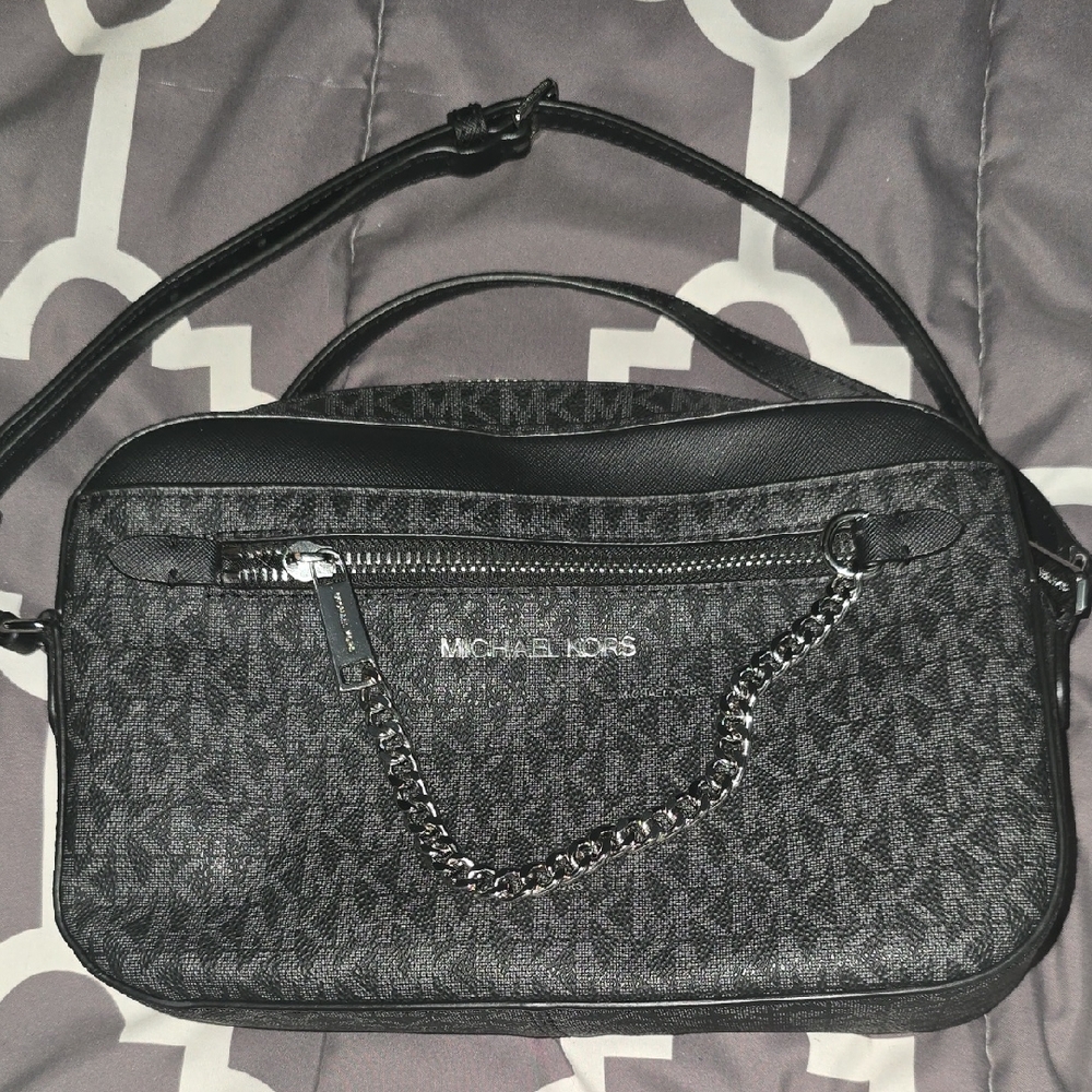 Michael Kors Charcoal and Black Chain Crossbody